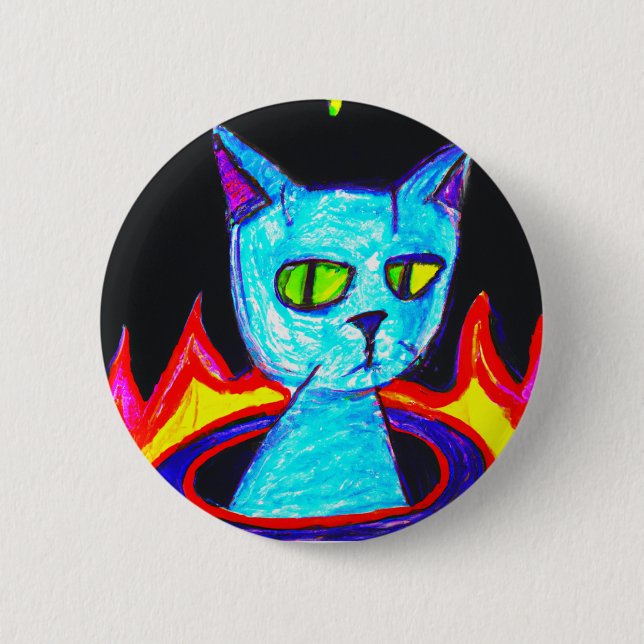 Badge Rond 5 Cm Chat mécontent (Devant)