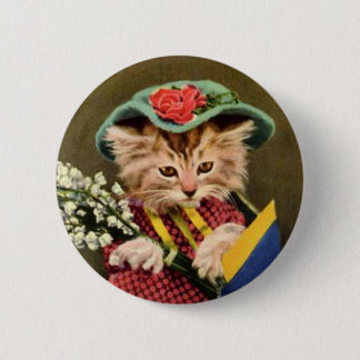 Badge Rond 5 Cm Chat mignon avec photo vintage casquette