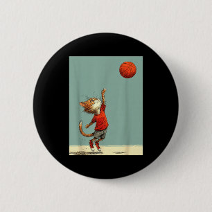 Badge Rond 5 Cm Chat mignon drôle de sport drôle de basket-ball