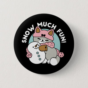Badge Rond 5 Cm Chat mignon en Engin à neige avec Art Snowman