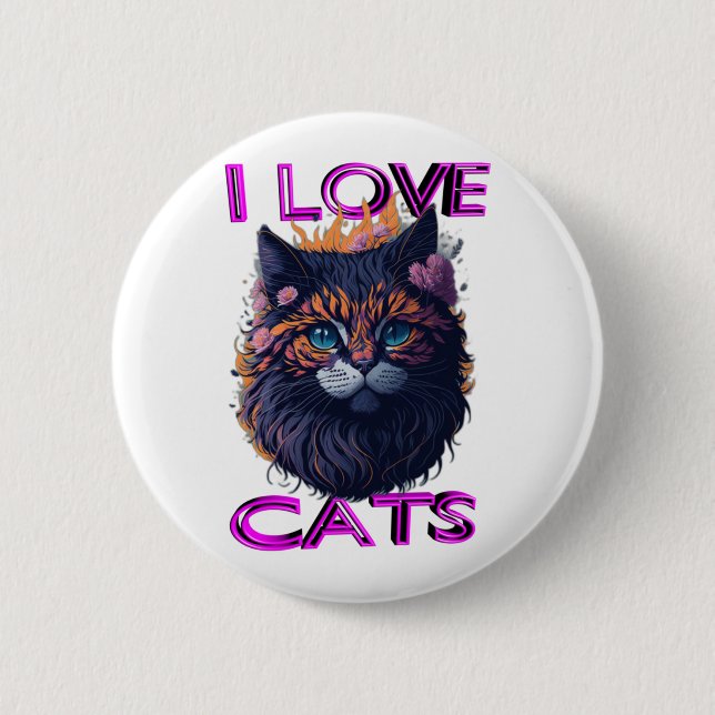 Badge Rond 5 Cm Chat mignon et adorable s5 (Devant)