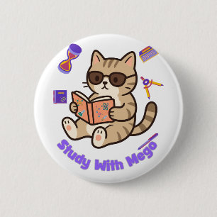 Badge Rond 5 Cm Chat mignon étudiant avec des lunettes de soleil d