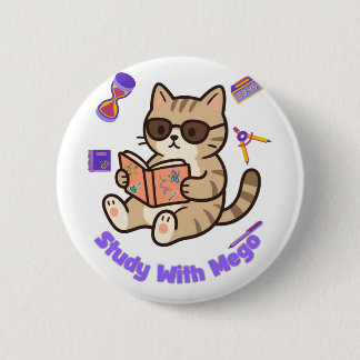 Badge Rond 5 Cm Chat mignon étudiant avec des lunettes de soleil d