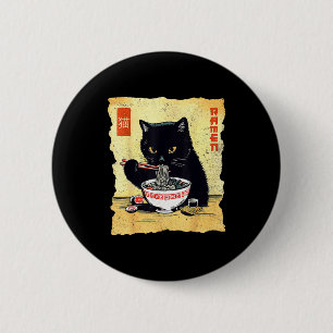 Badge Rond 5 Cm Chat mignon mangeant des nouilles Ramen Cadeau drô