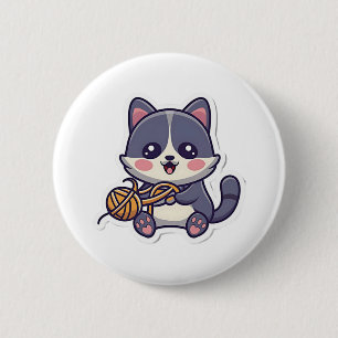 Badge Rond 5 Cm Chat mignonne avec T-shirt classique en fils