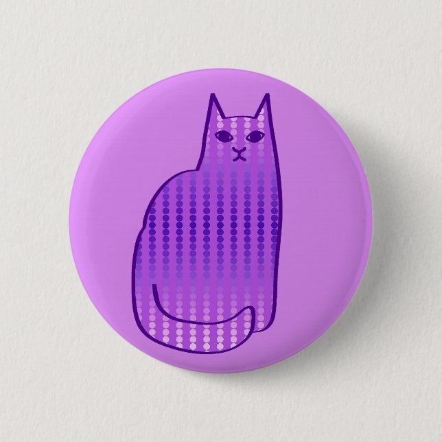 Badge Rond 5 Cm Chat moderne du milieu du siècle, orchidée et viol (Devant)