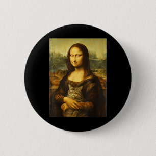 Badge Rond 5 Cm Chat Mona Lisa pour les amoureux de chats 