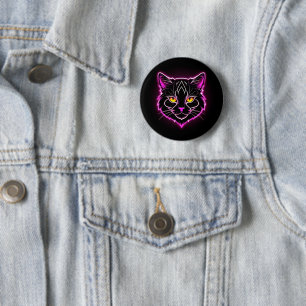 Badge Rond 5 Cm chat néon