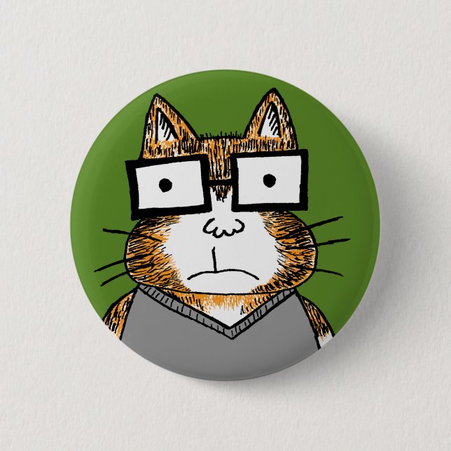 Badge Rond 5 Cm Chat Nerd (Devant)