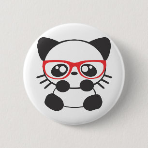Badge Rond 5 Cm Chat nerd