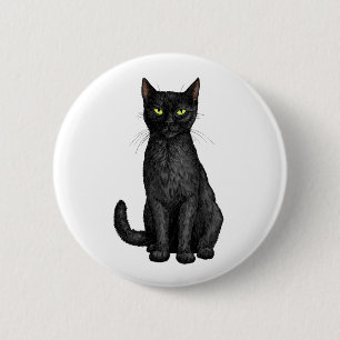 Badge Rond 5 Cm chat noir
