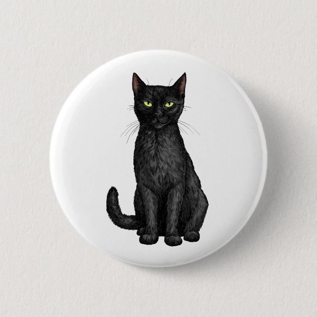 Badge Rond 5 Cm chat noir (Devant)