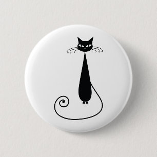 Badge Rond 5 Cm Chat noir