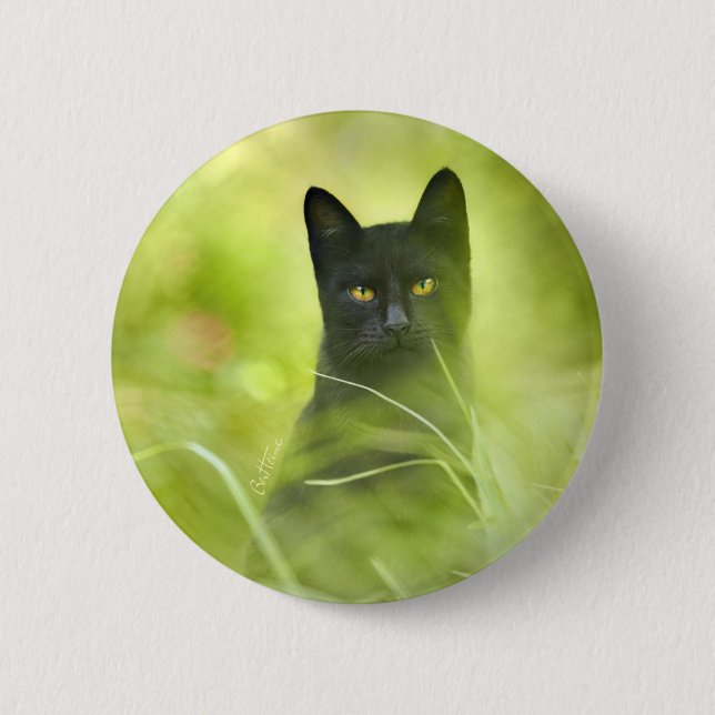 Badge Rond 5 Cm Chat noir (Devant)