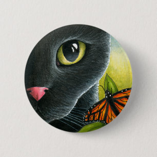 Badge Rond 5 Cm Chat noir 555