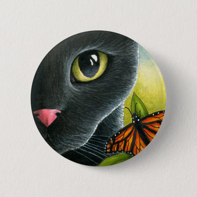 Badge Rond 5 Cm Chat noir 555 (Devant)