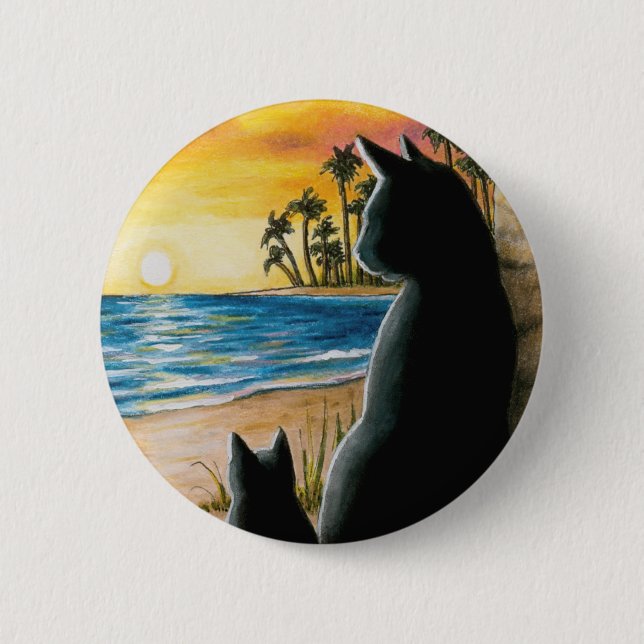 Badge Rond 5 Cm Chat noir 597 (Devant)