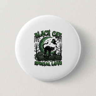 Badge Rond 5 Cm Chat Noir Amour Spécial Haloween Croissant Lune Fa