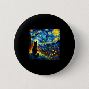 Badge Rond 5 Cm Chat Noir Amoureux de Chat Drôle Maman Papa Nuit É