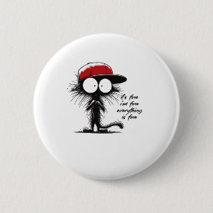 Badge Rond 5 Cm Chat noir C'est bon Je vais bien Tout va bien Fu