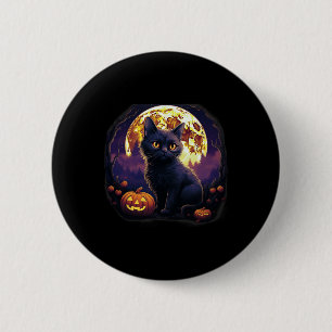 Badge Rond 5 Cm Chat noir citrouille Halloween Costume Vintage pou