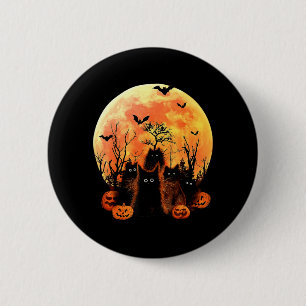 Badge Rond 5 Cm Chat Noir Citrouille Lune Costume Halloween Amateu