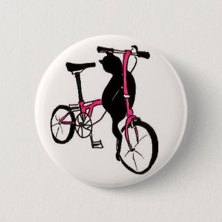 Badge Rond 5 Cm Chat noir de Brompton dans le rose