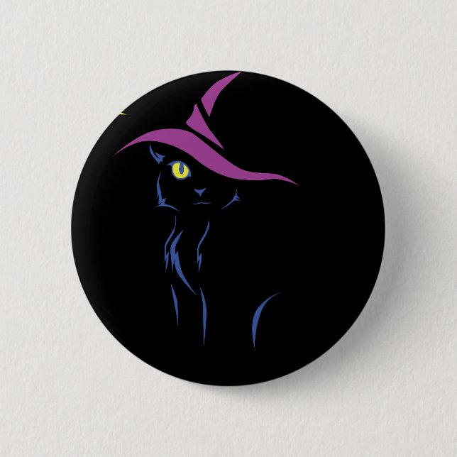 Badge Rond 5 Cm Chat noir de Halloween (Devant)