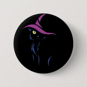 Badge Rond 5 Cm Chat noir de Halloween