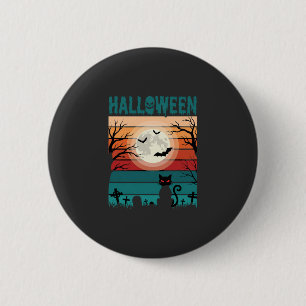 Badge Rond 5 Cm Chat Noir de la Lune de Cimetière Rétro Vecteur De