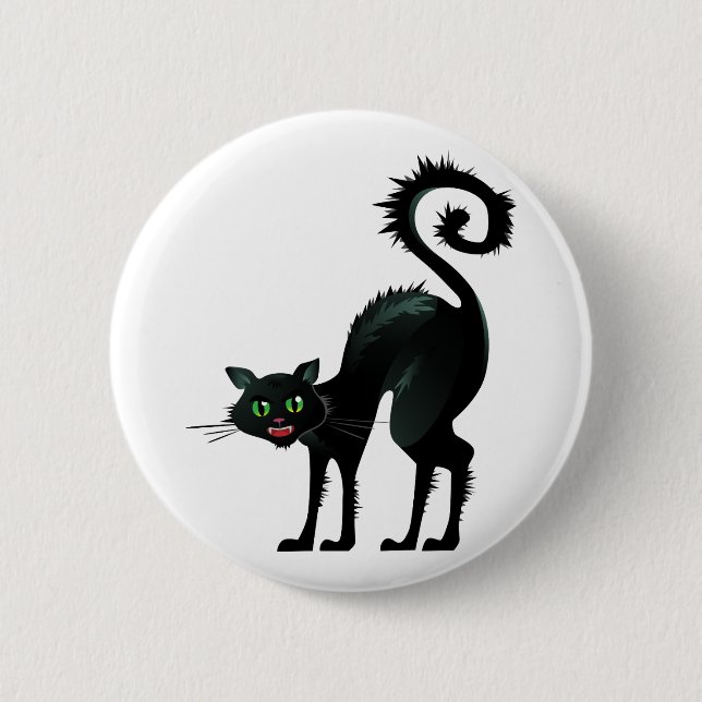 Badge Rond 5 Cm Chat noir de Spooky (Devant)