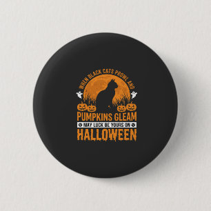 Badge Rond 5 Cm Chat noir d'Halloween Citrouille Lune Design_1