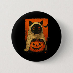 Badge Rond 5 Cm Chat noir drôle Halloween Citrouille Fantôme Éffra