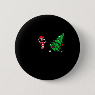 Badge Rond 5 Cm Chat noir drôle poussant l'arbre de Noël sur le ch