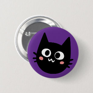 Badge Rond 5 Cm Chat noir drôle violet