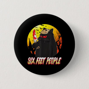 Badge Rond 5 Cm Chat Noir Effrayant de Six Pieds avec Couteau