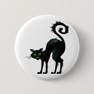 Badge Rond 5 Cm Chat noir en colère