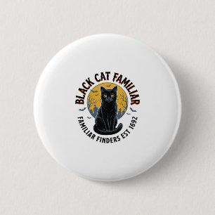 Badge Rond 5 Cm Chat Noir Familier Design de Sauvetage Halloween V
