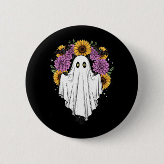 Badge Rond 5 Cm Chat noir fantôme d'Halloween Chauve-souris Floral