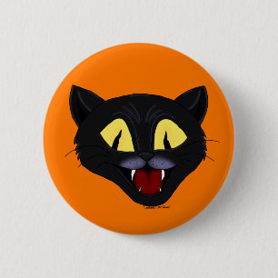 Badge Rond 5 Cm Chat noir Halloween
