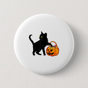 Badge Rond 5 Cm Chat noir Halloween Citrouille Sac à bonbons Lolli