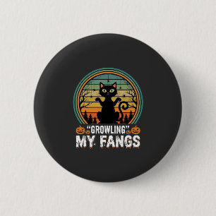 Badge Rond 5 Cm Chat noir Halloween grognant mes crocs design rétr