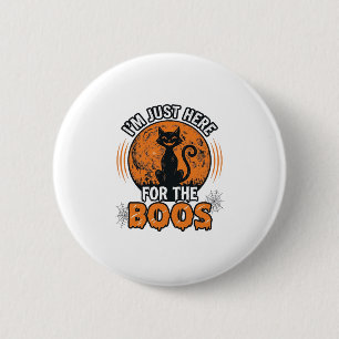Badge Rond 5 Cm Chat noir Halloween ici pour les huées Vintage Shi