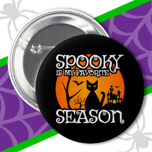 Badge Rond 5 Cm Chat Noir Halloween Saison Ensorcelée Joyeux Hallo