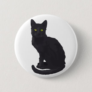 Badge Rond 5 Cm Chat noir majestueux