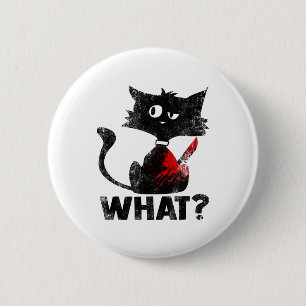 Badge Rond 5 Cm Chat Noir Meurtrier Drôle Que Avec Couteau Hallowe