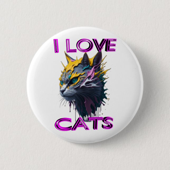Badge Rond 5 Cm Chat noir mignon 1 (Devant)