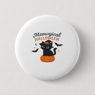 Badge Rond 5 Cm Chat noir mignon avec yeux verts brillants sur Cit