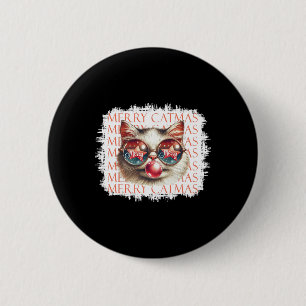 Badge Rond 5 Cm Chat noir mignon drôle Meowny Noël Lumière Noël Ho