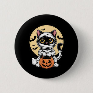 Badge Rond 5 Cm Chat Noir Momie Hommes Femmes Enfants Halloween Dr